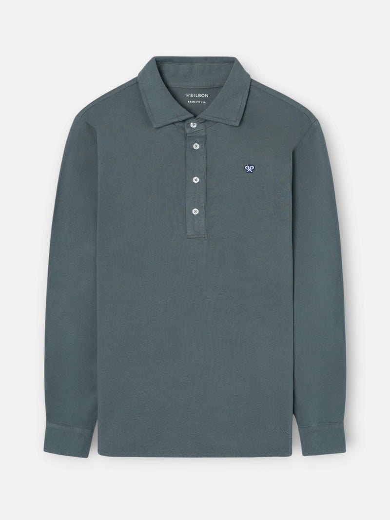 Polo manga larga verde oscuro