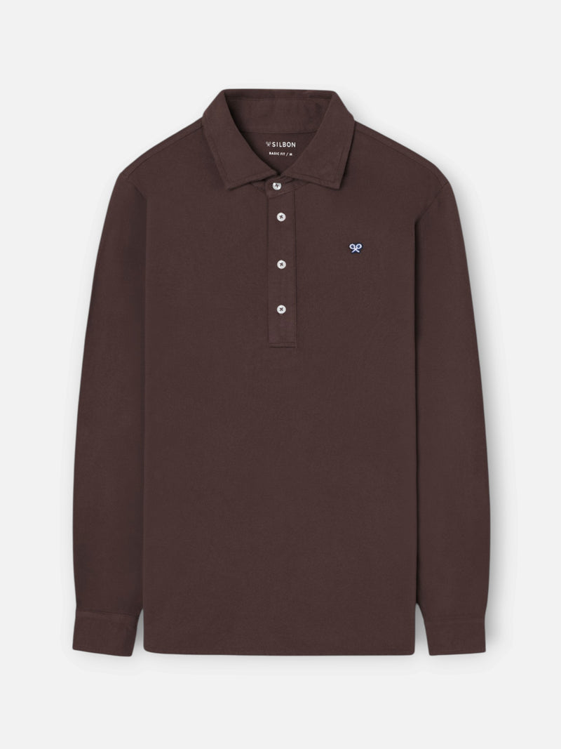 Polo manga larga marron