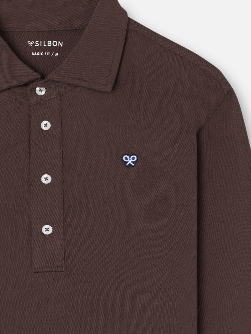 Polo manga larga marron