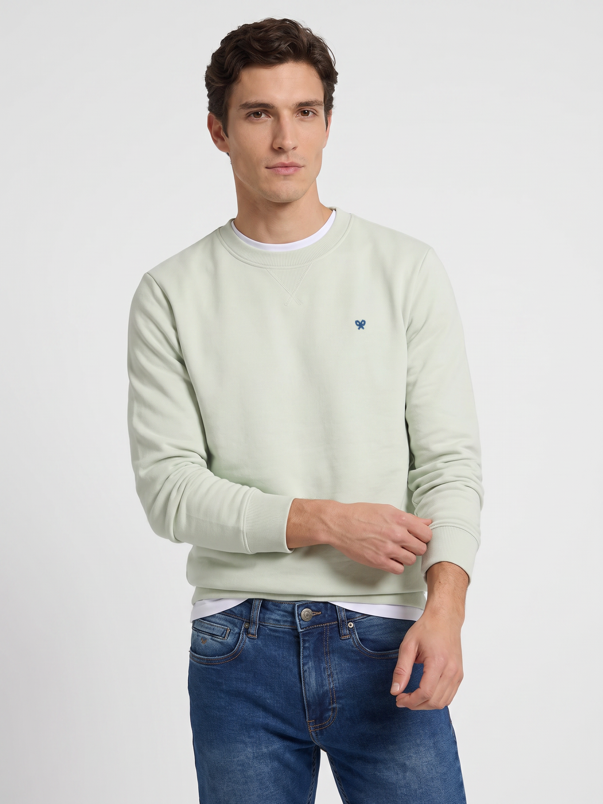Sweat-shirt uni minilogo éponge vert clair