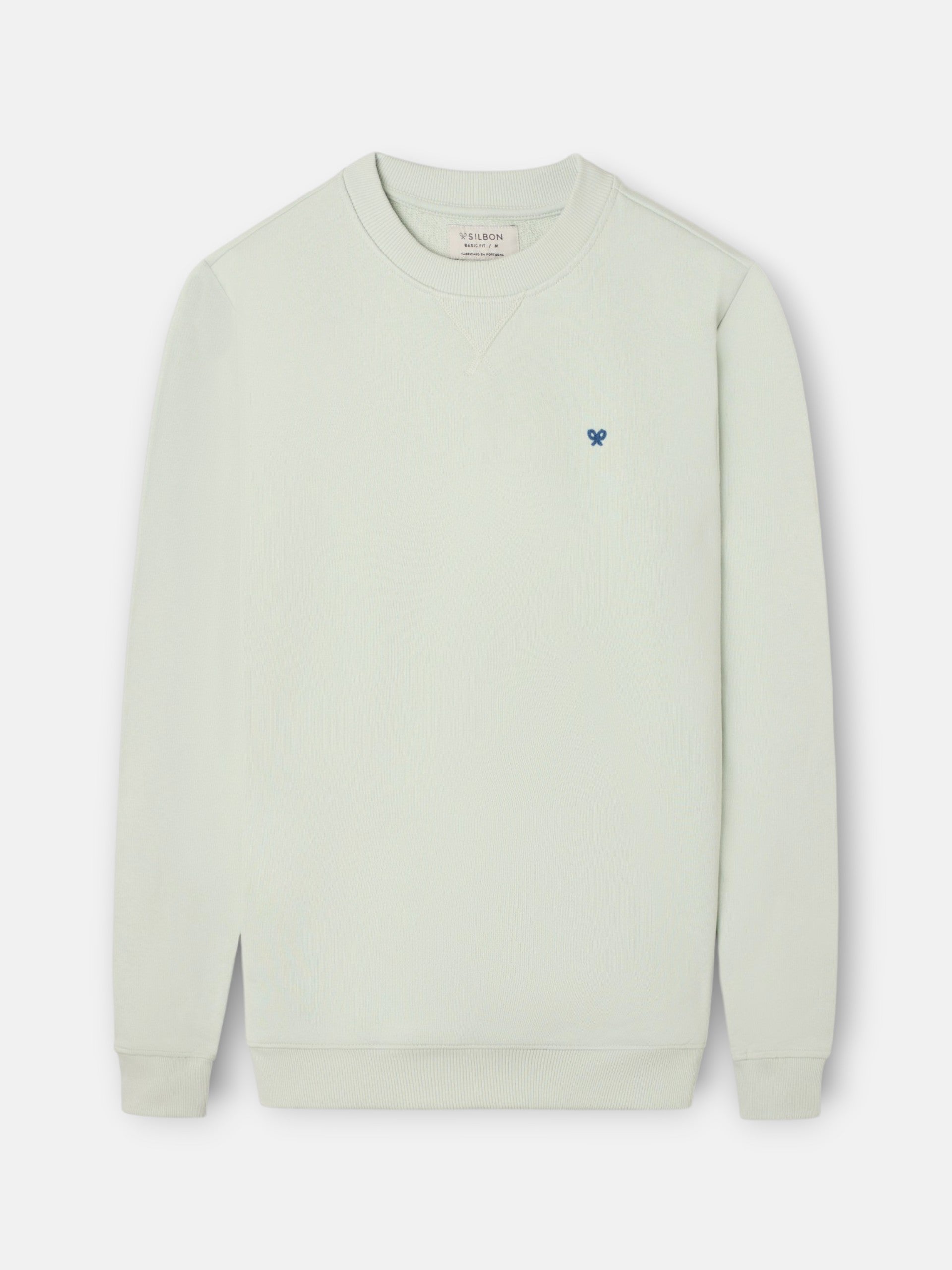 Sudadera lisa minilogo rizo verde claro