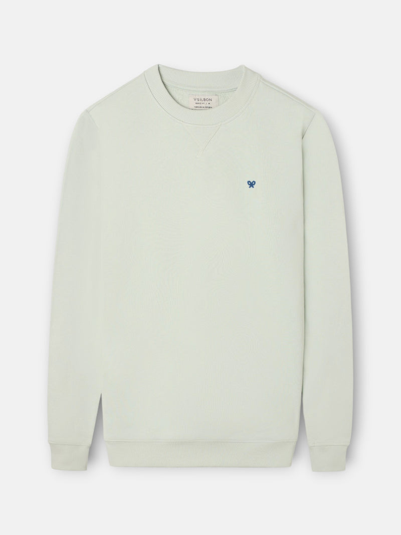 Sudadera lisa minilogo rizo verde claro