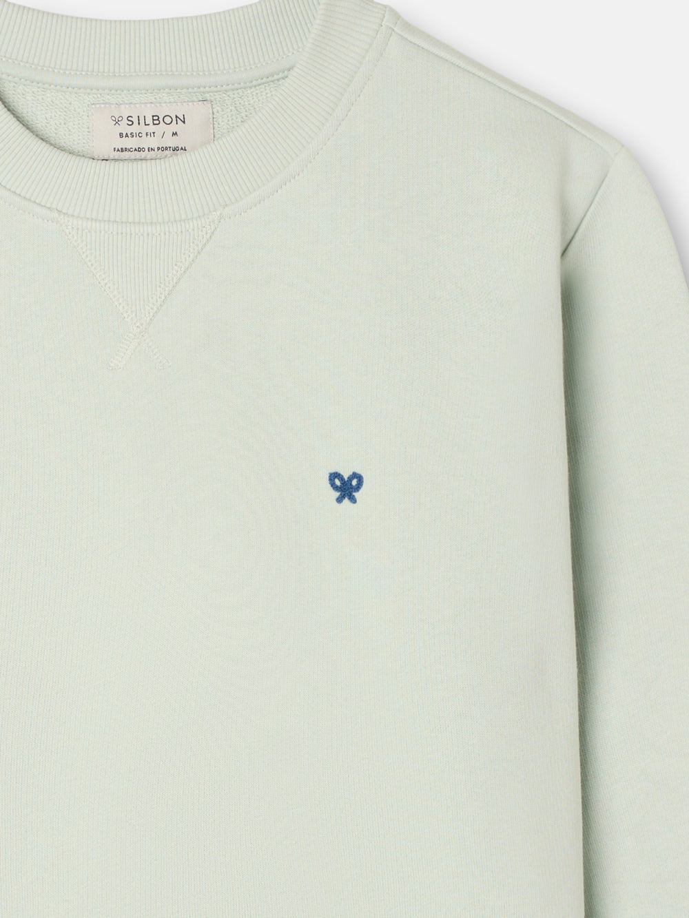 Sudadera lisa minilogo rizo verde claro