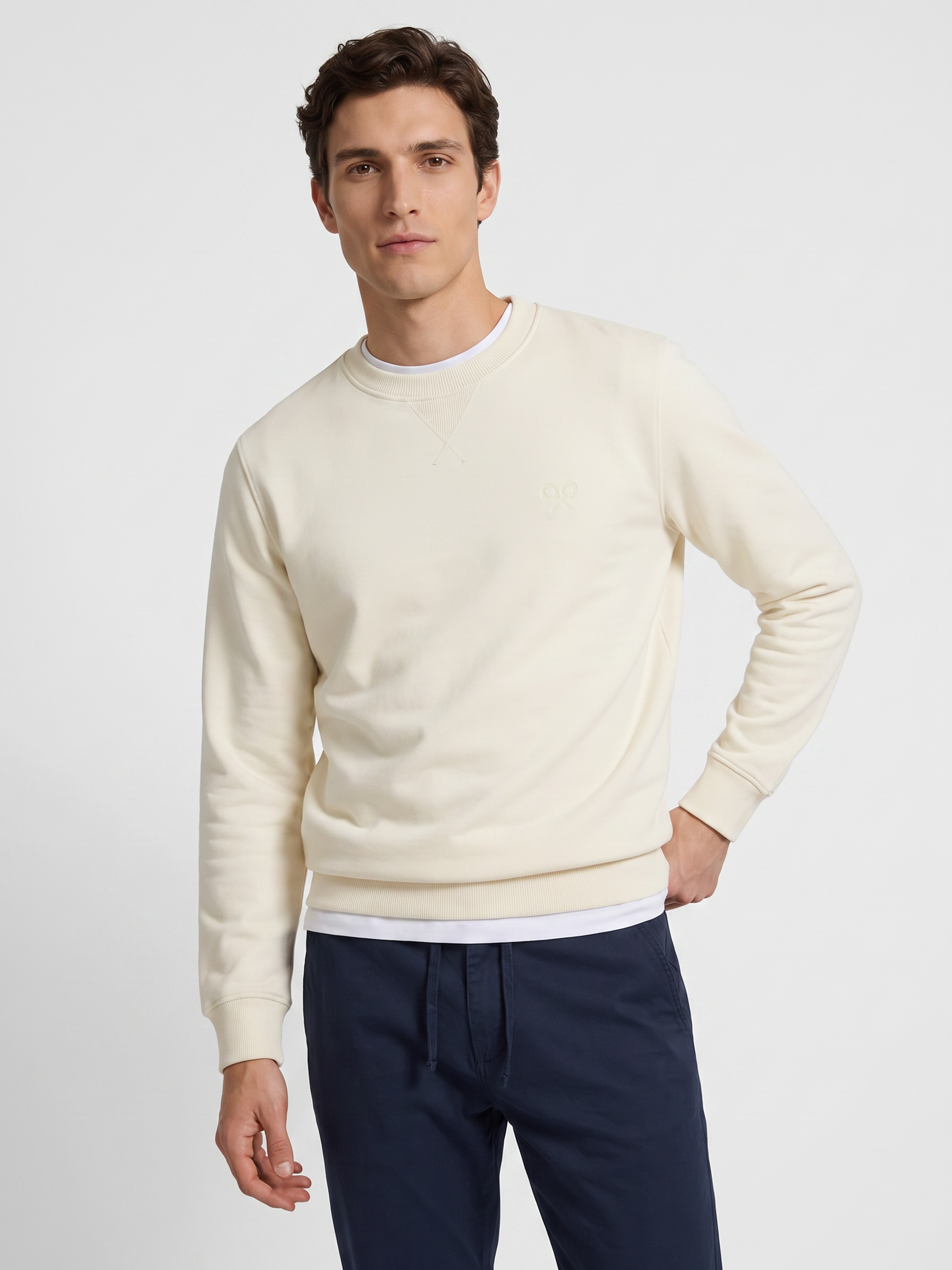 Sudadera raqueta relieve crema