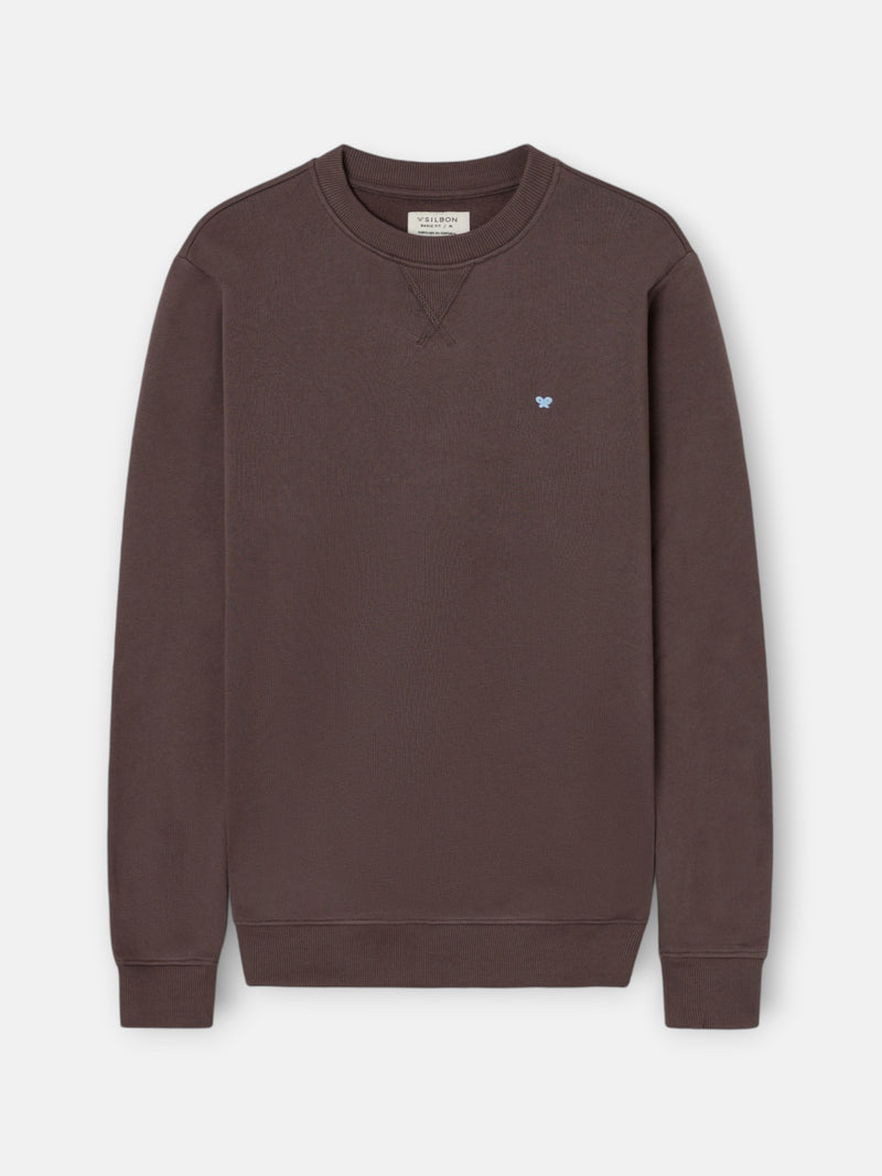 Sudadera lisa minilogo rizo marron