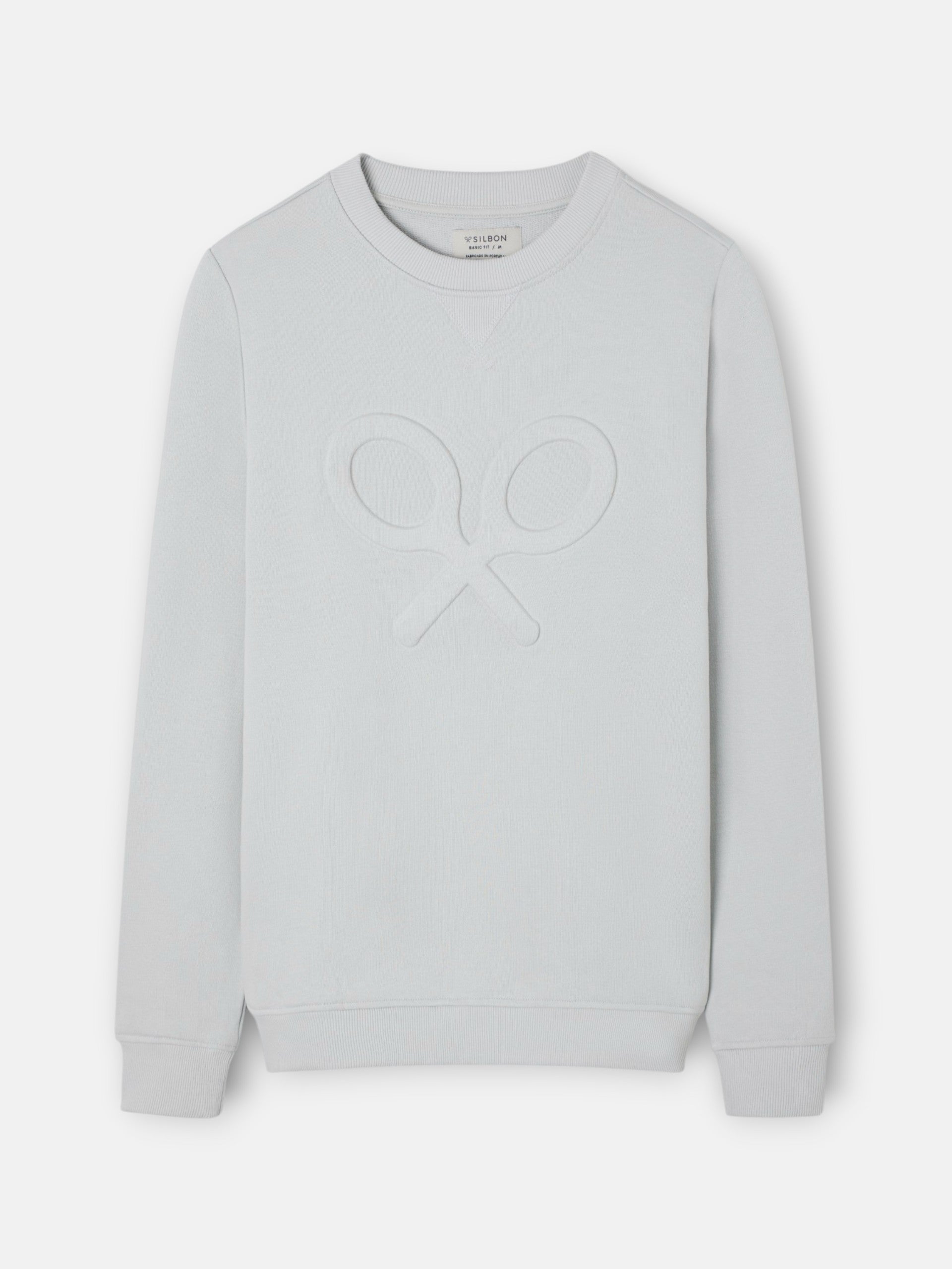 Sudadera clasica logo relieve gris claro