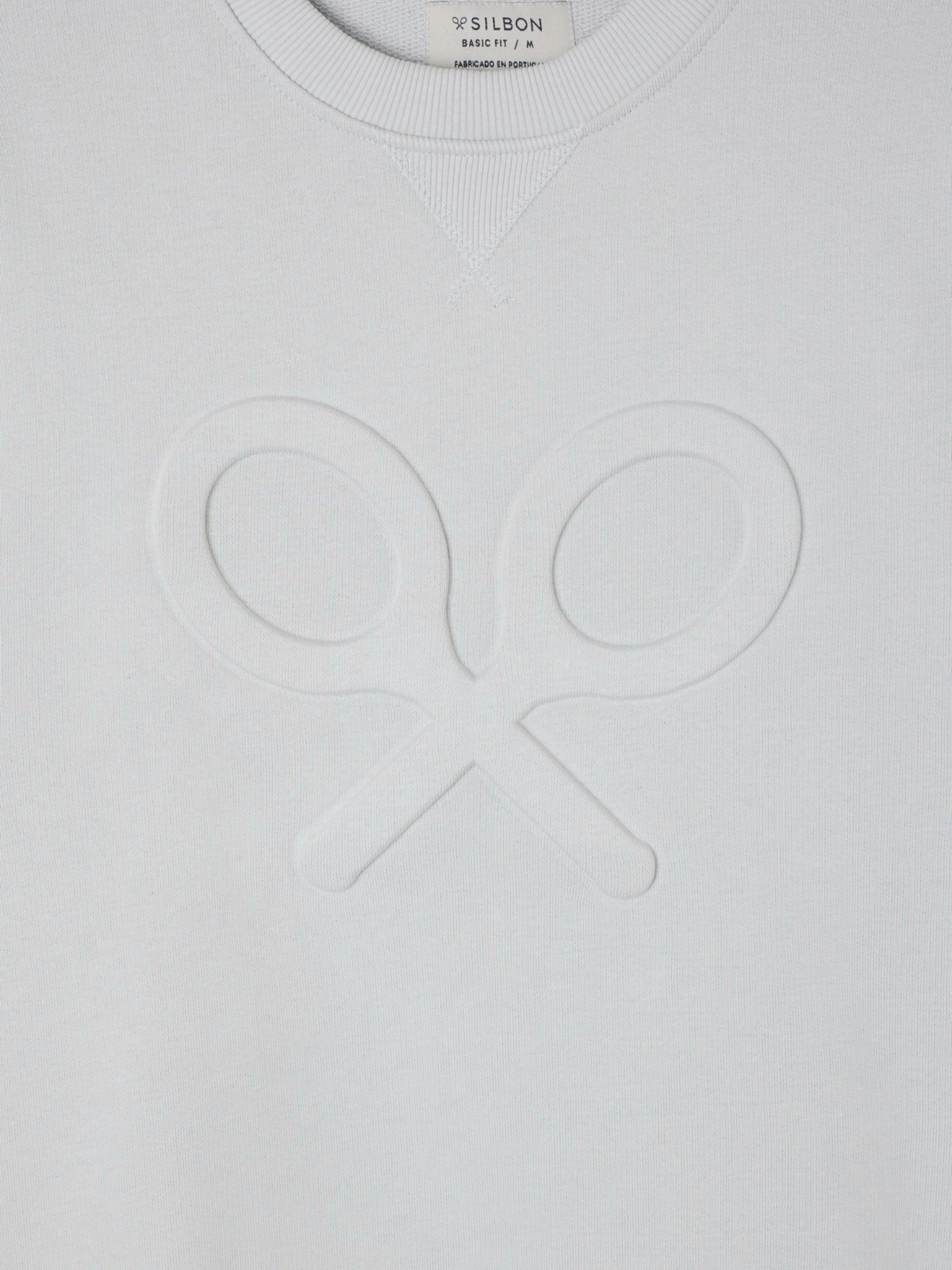Sudadera clasica logo relieve gris claro