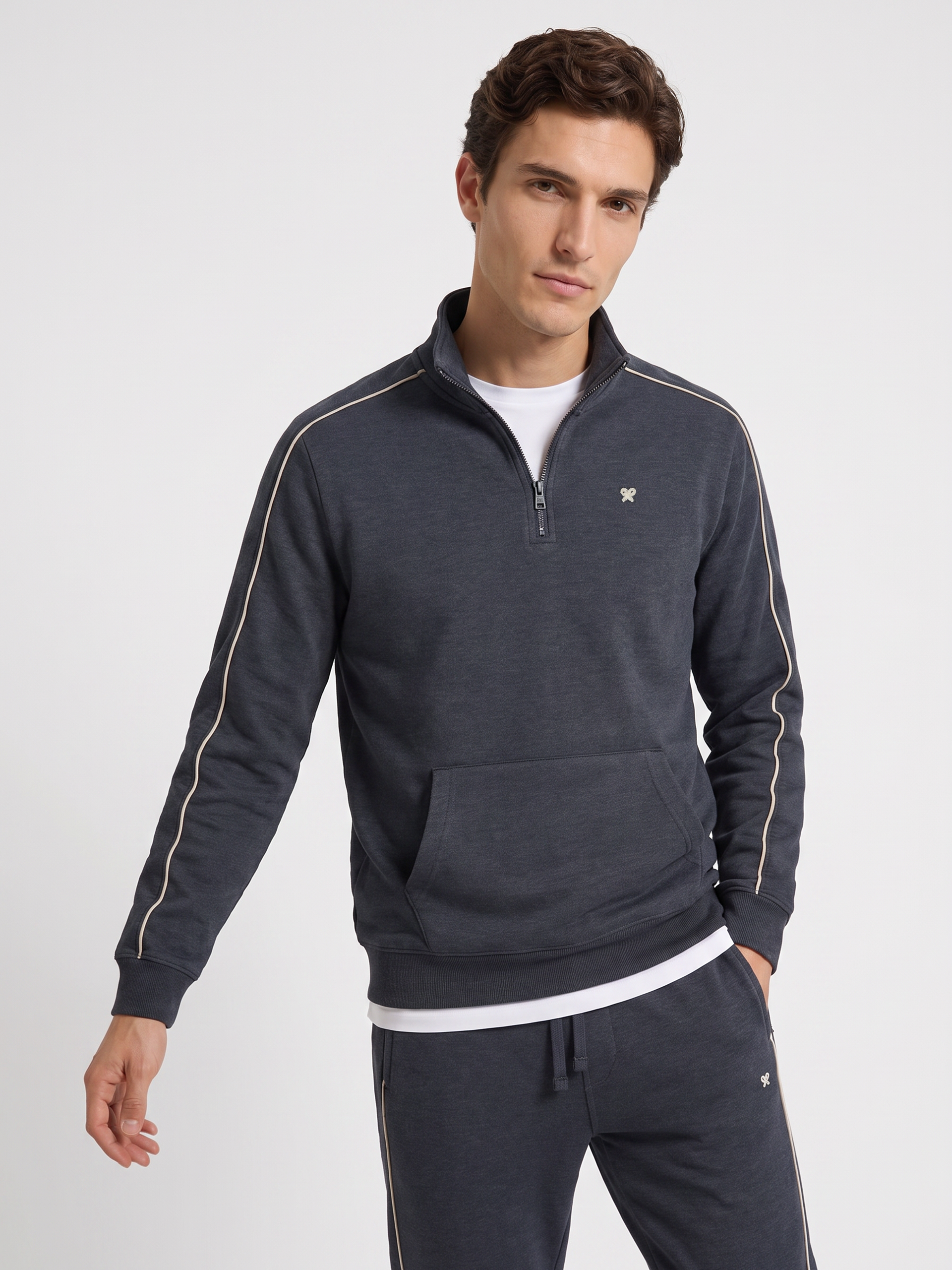 Sweat-shirt demi-fermeture éclair sb gris