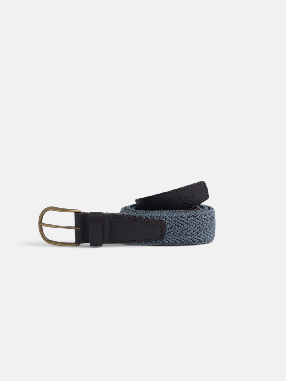 Indigo herringbone woven leather belt