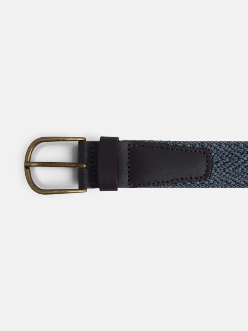 Indigo herringbone woven leather belt