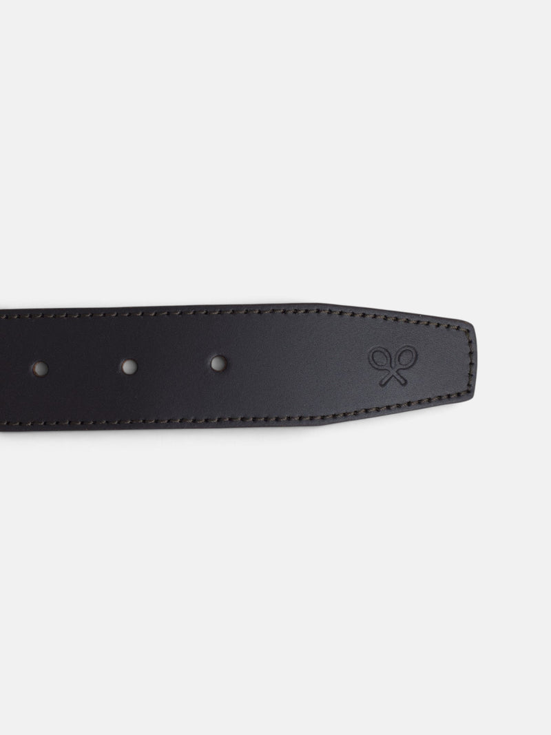 Ceinture en cuir tressé motif chevrons indigo
