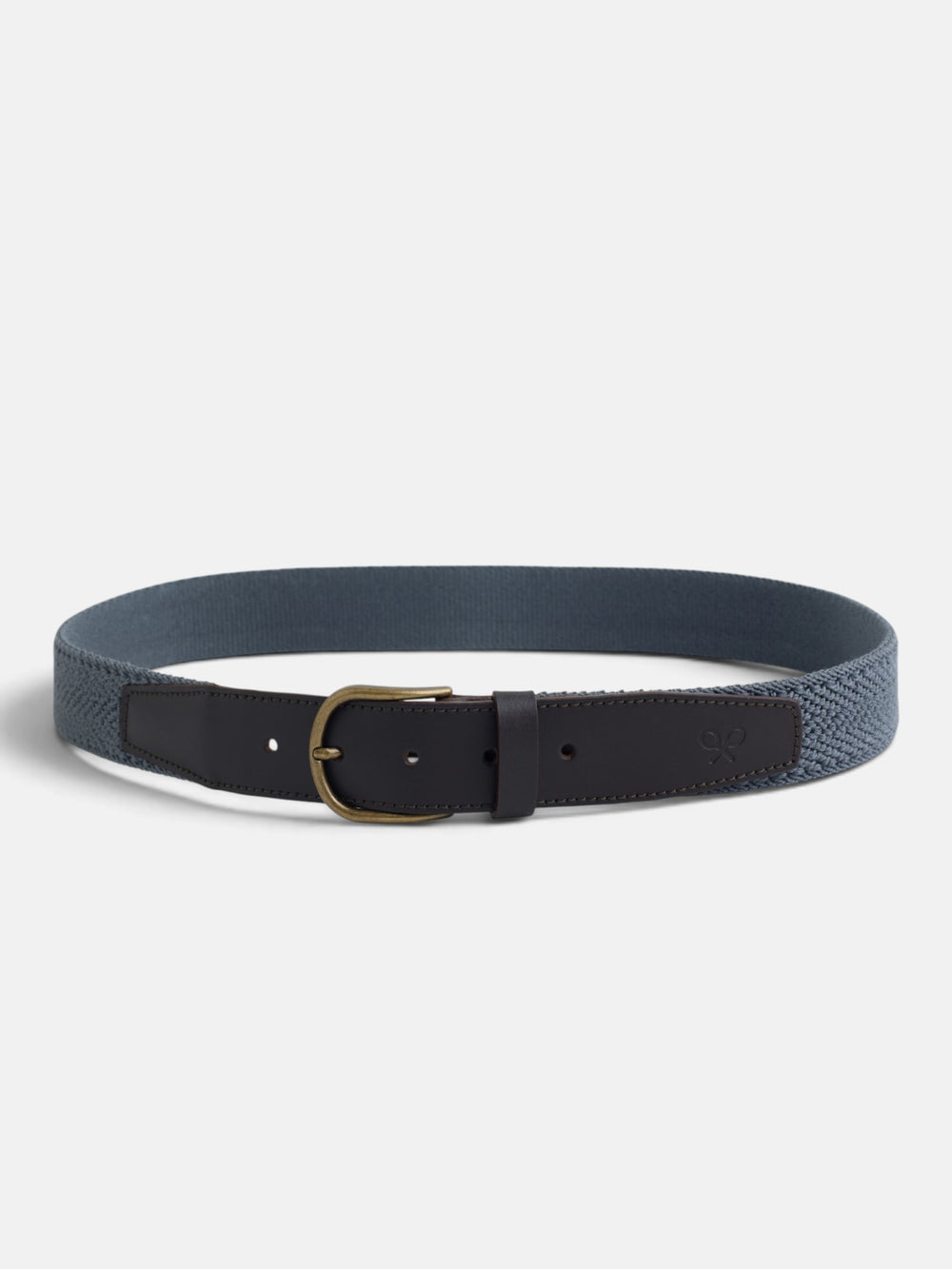 Indigo herringbone woven leather belt