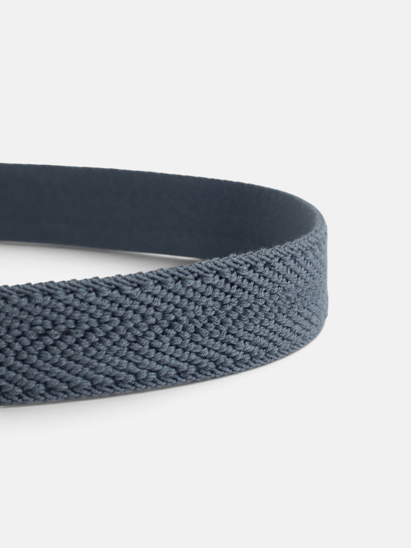 Ceinture en cuir tressé motif chevrons indigo