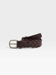 Cinturon piel trenzado marron