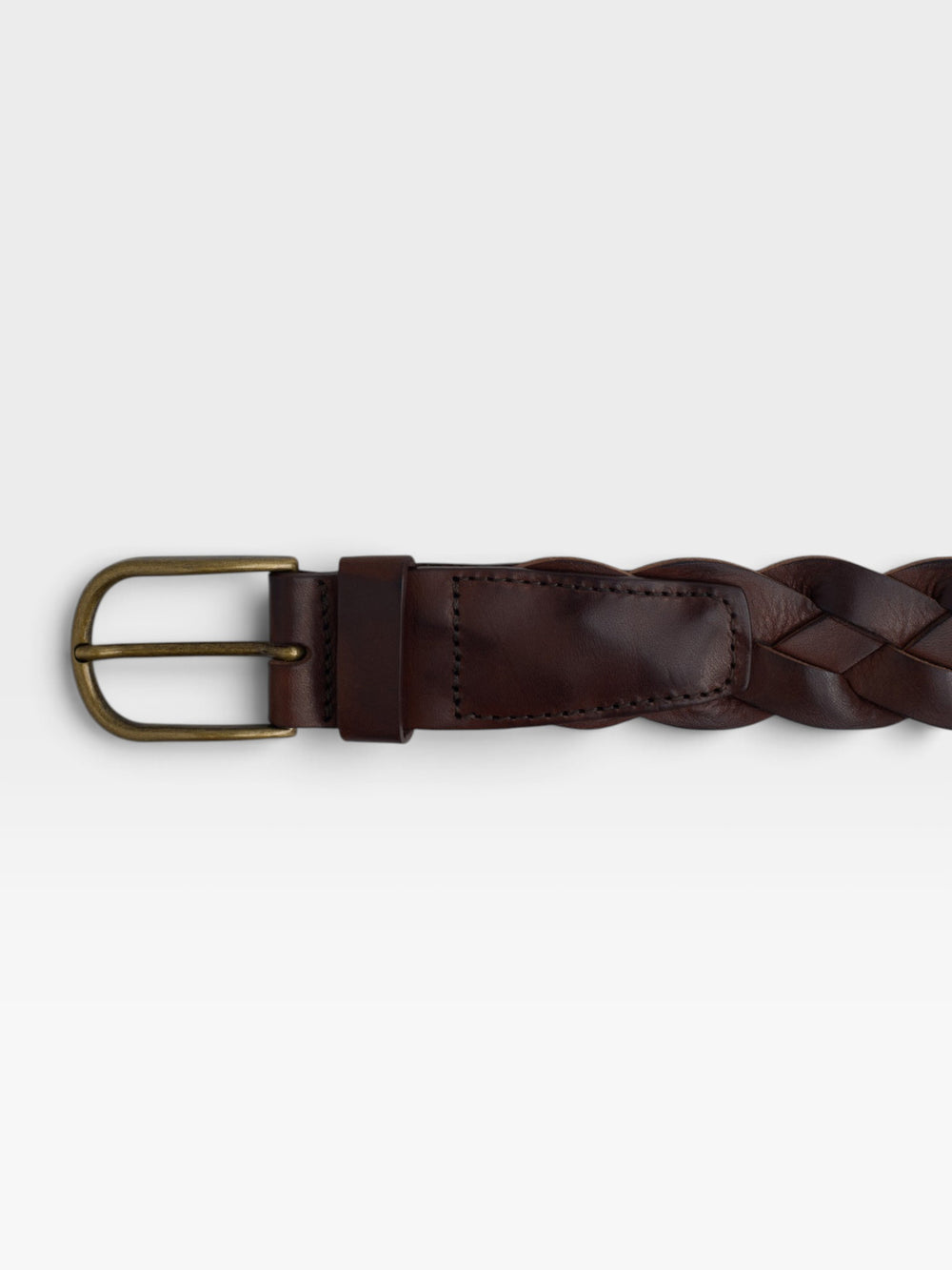 Cinturon piel trenzado marron