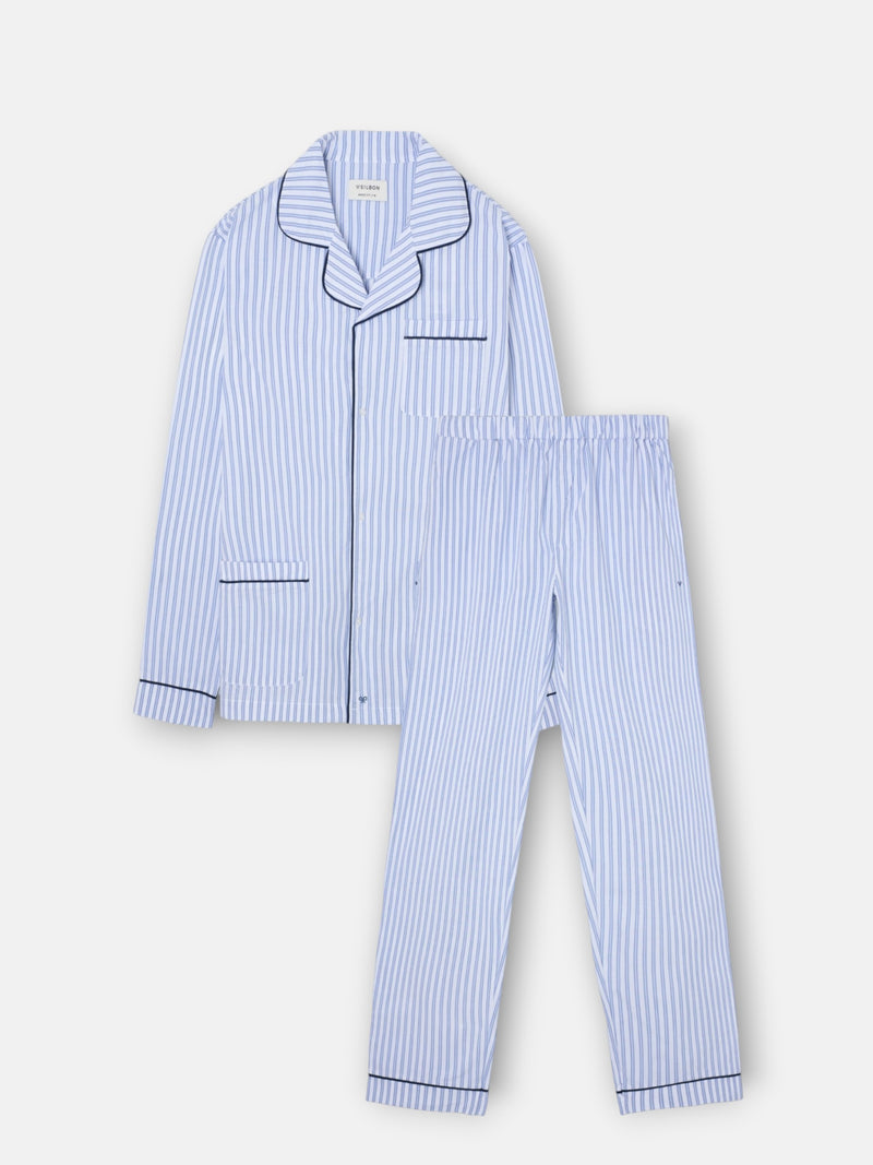 Pijama camisero rayas azul
