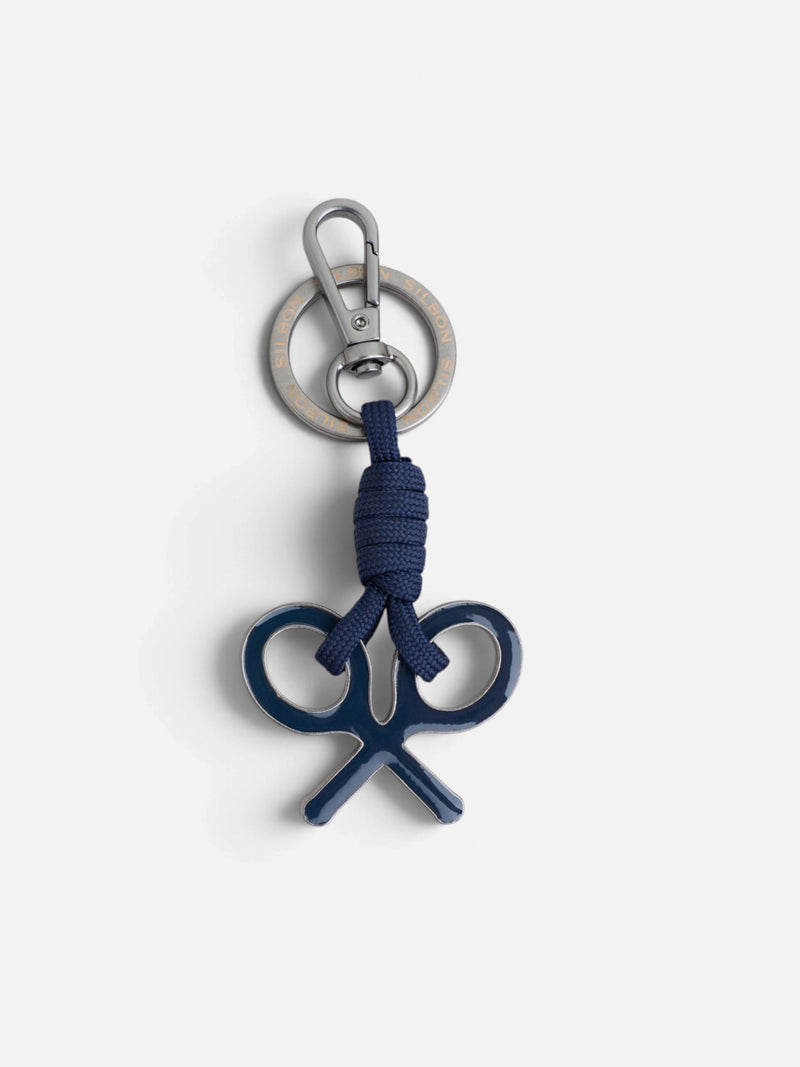 Navy blue racket rope keychain