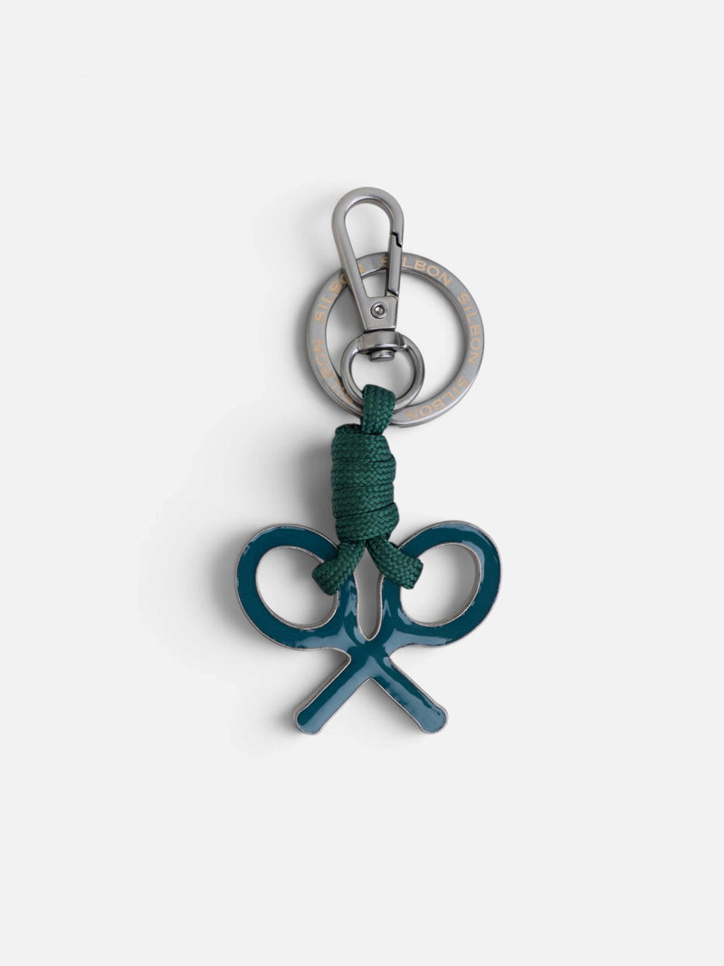 Porte-clés corde raquette vert pétrole