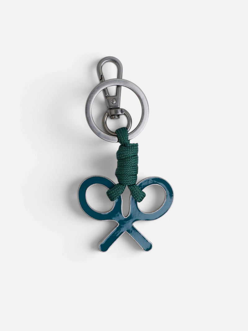 Porte-clés corde raquette vert pétrole