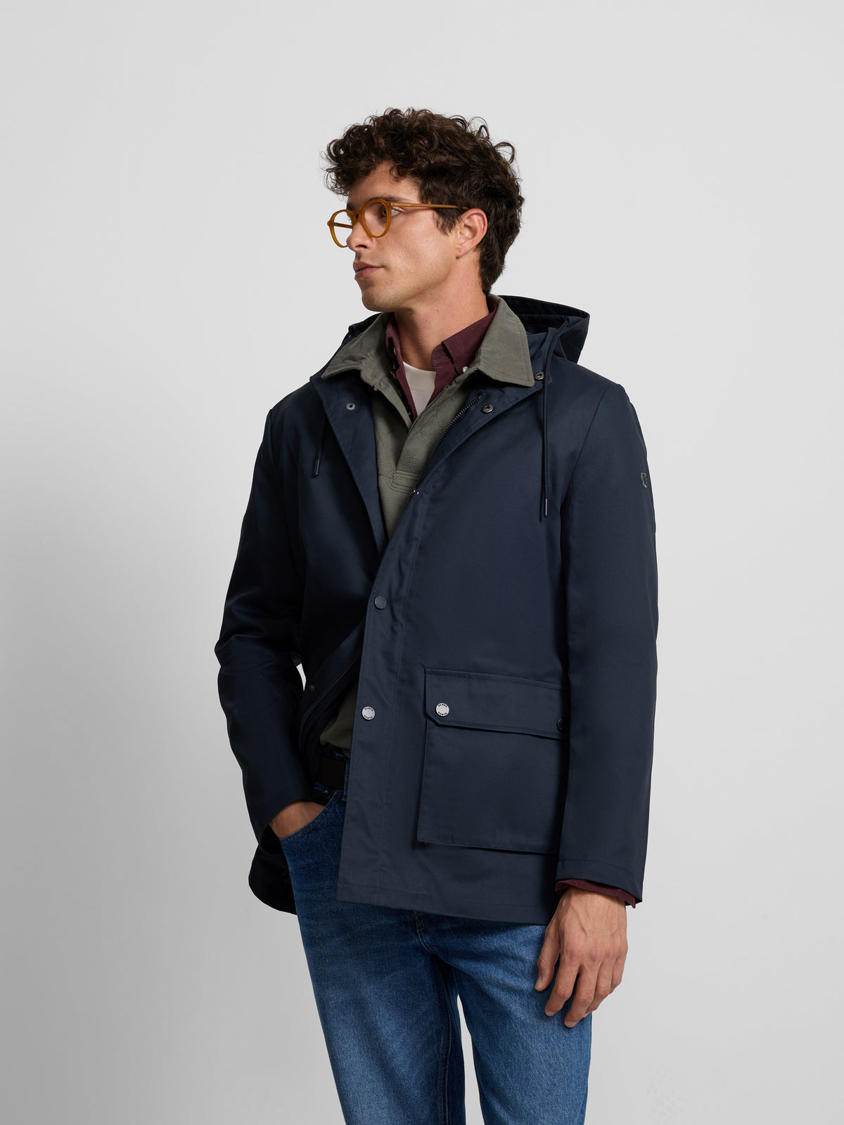 Parka à poches bleu marine