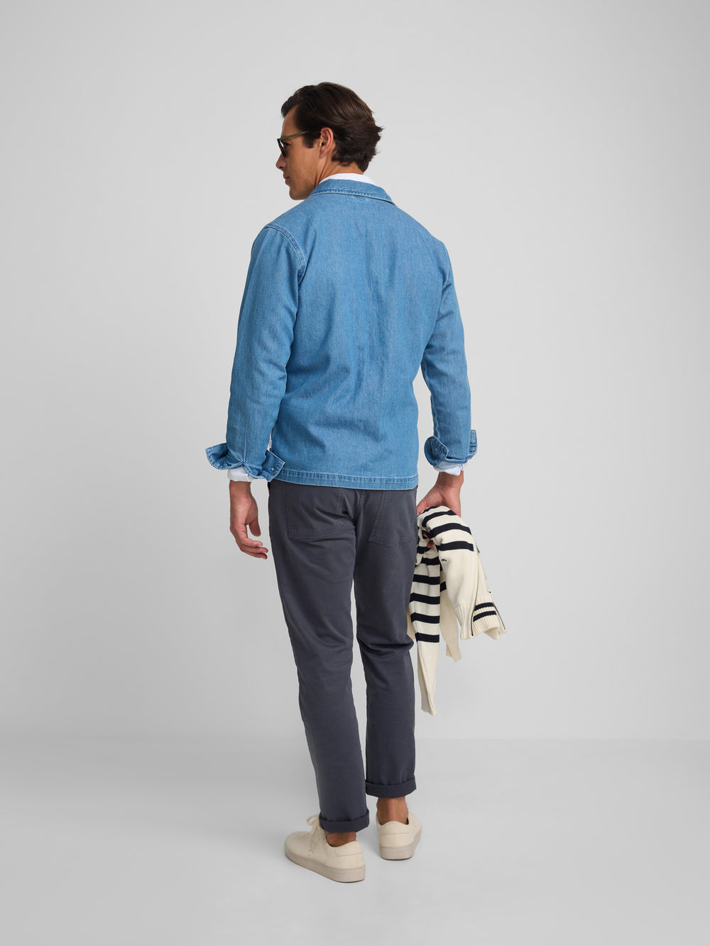 Denim cruise overshirt with adjustable blue