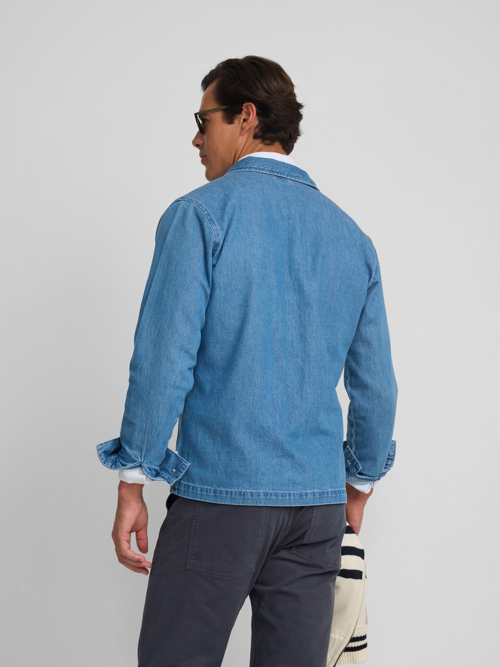 Denim cruise overshirt with adjustable blue