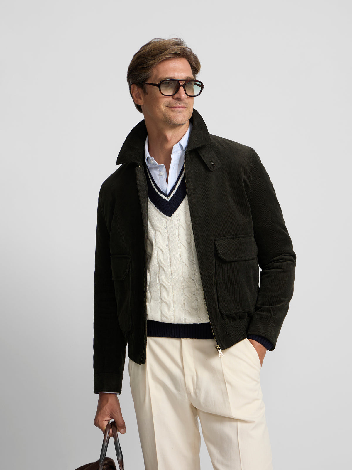 Chaqueta pana verde