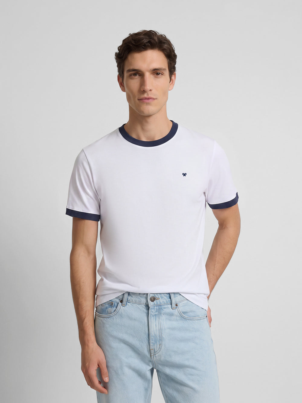 Camiseta ribs contraste rizo blanca