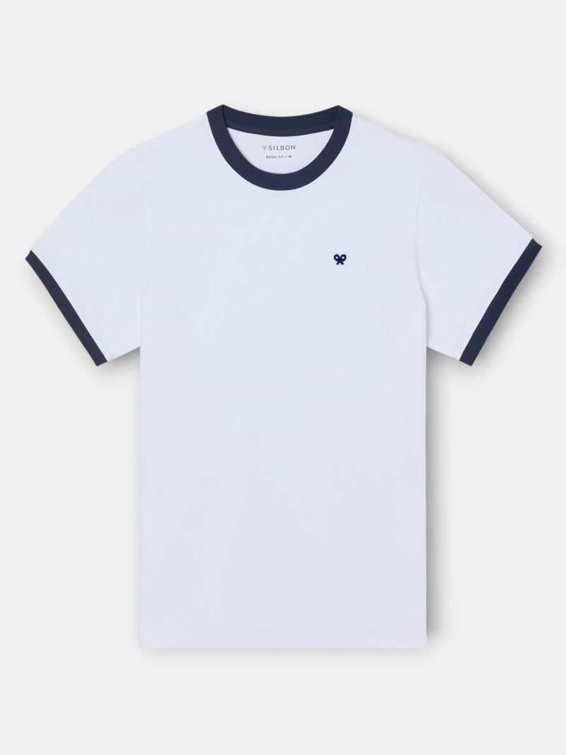 T-shirt de malha canelada com contraste em felpo branca