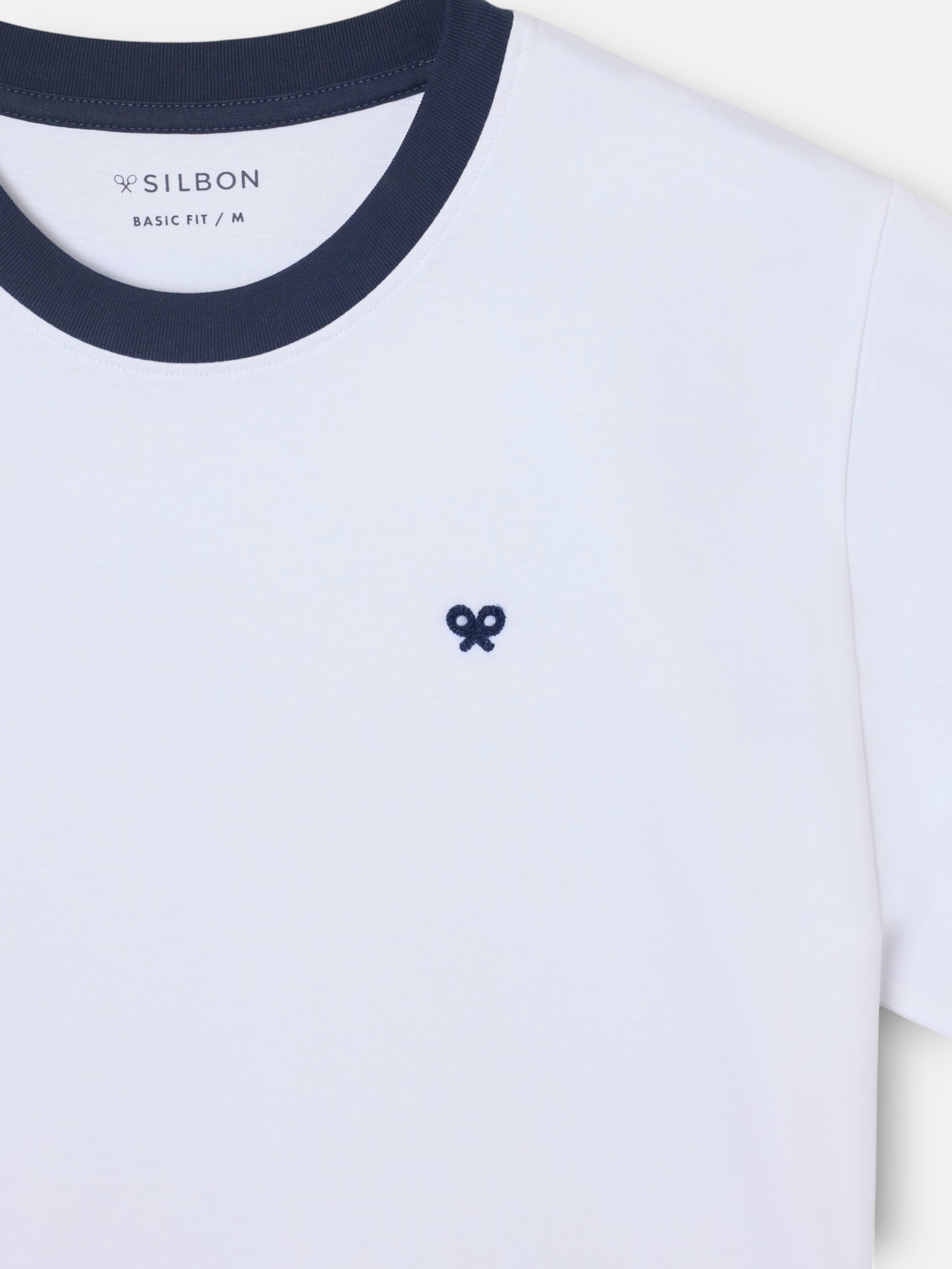 T-shirt à côtes blanches avec contraste éponge