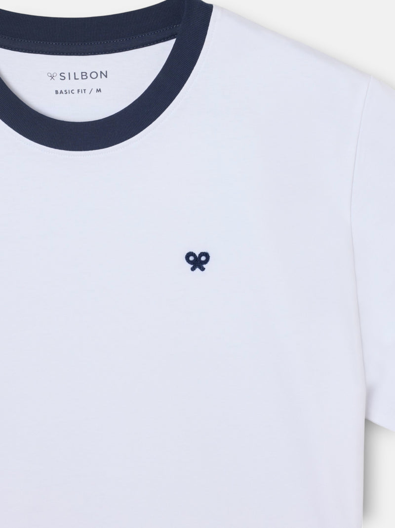 T-shirt de malha canelada com contraste em felpo branca