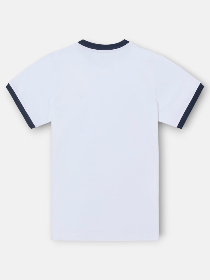 T-shirt de malha canelada com contraste em felpo branca