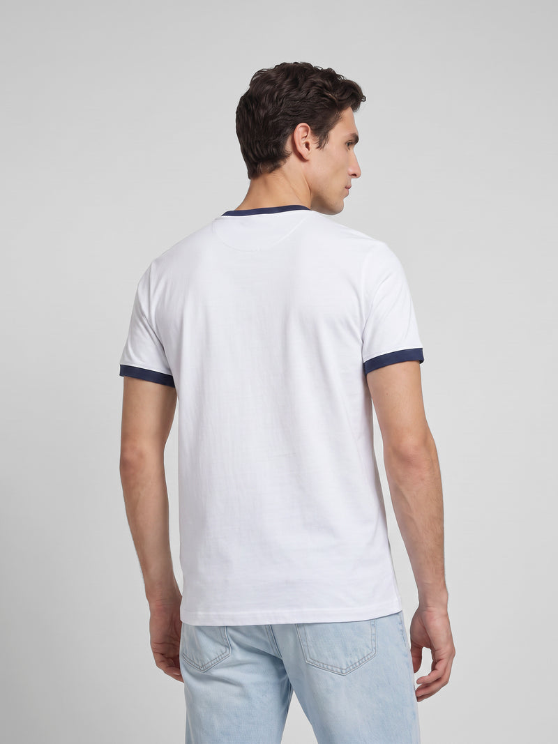 T-shirt de malha canelada com contraste em felpo branca