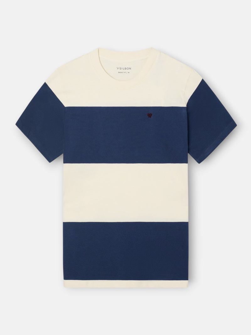 Navy blue wide stripe t-shirt