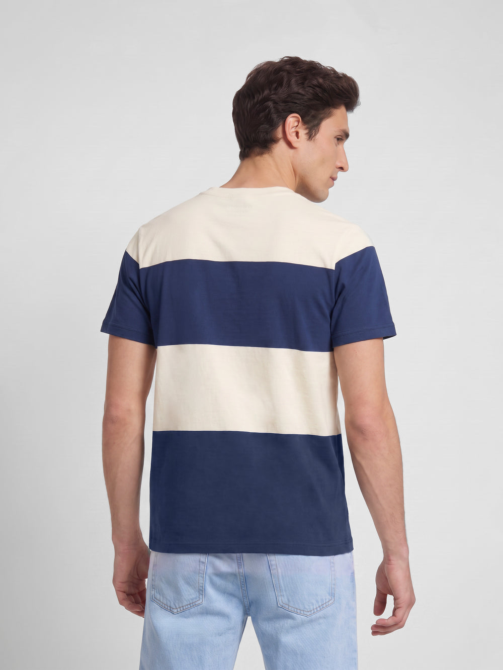 Navy blue wide stripe t-shirt