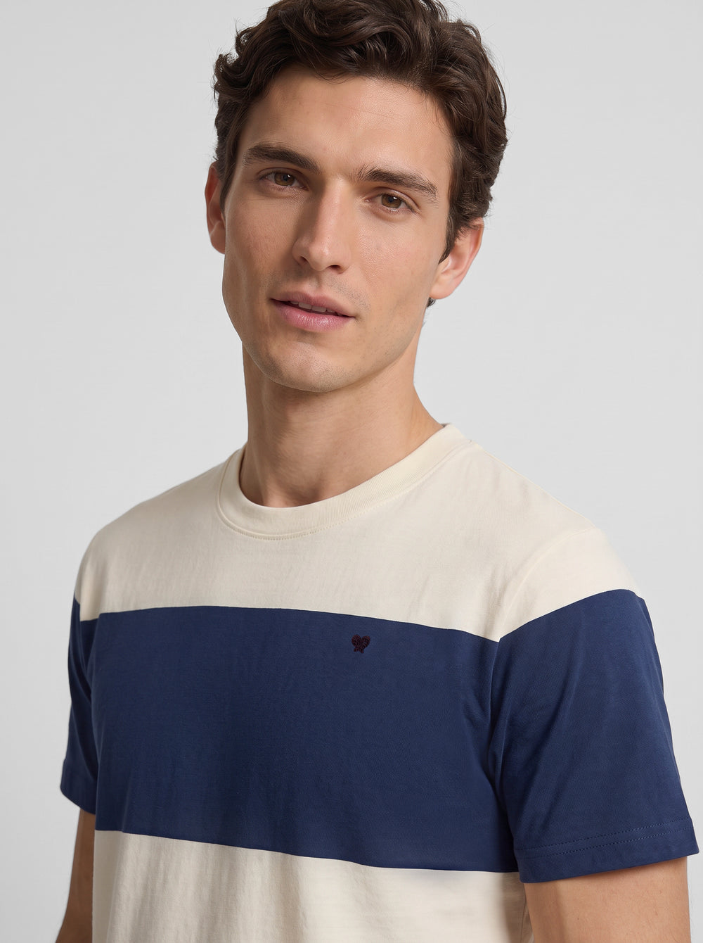 Navy blue wide stripe t-shirt