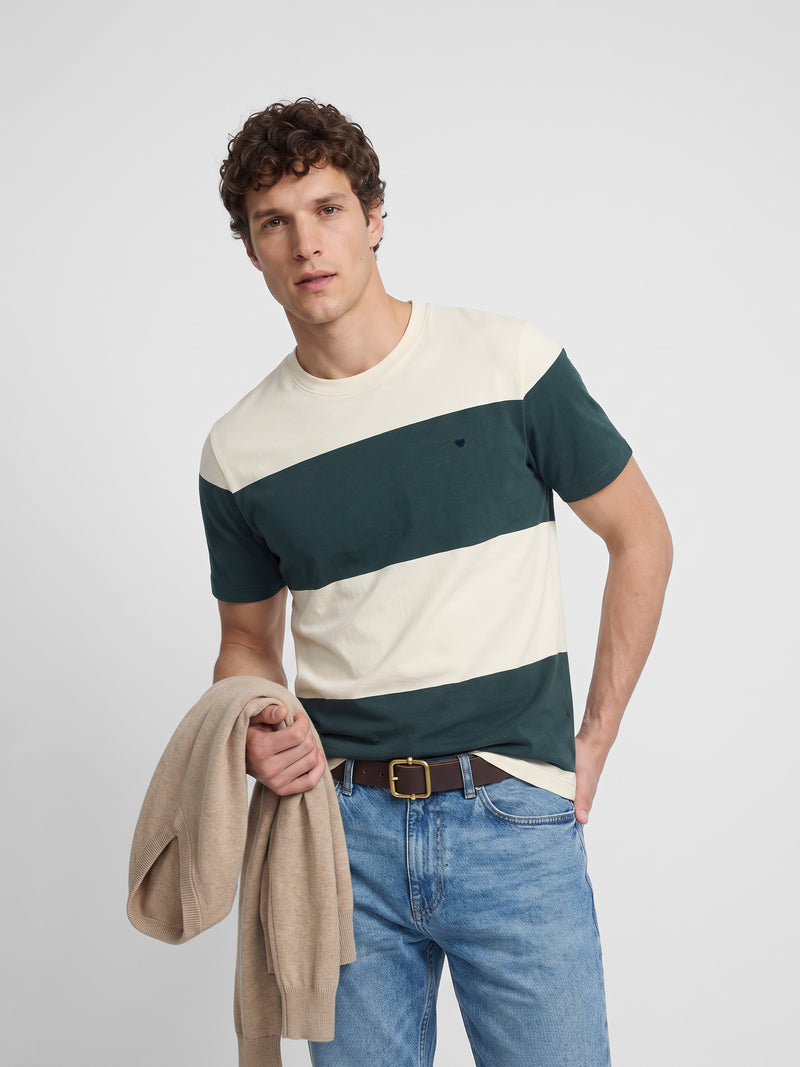 Dark green wide stripe t-shirt