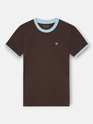 Camiseta ribs contraste rizo marron