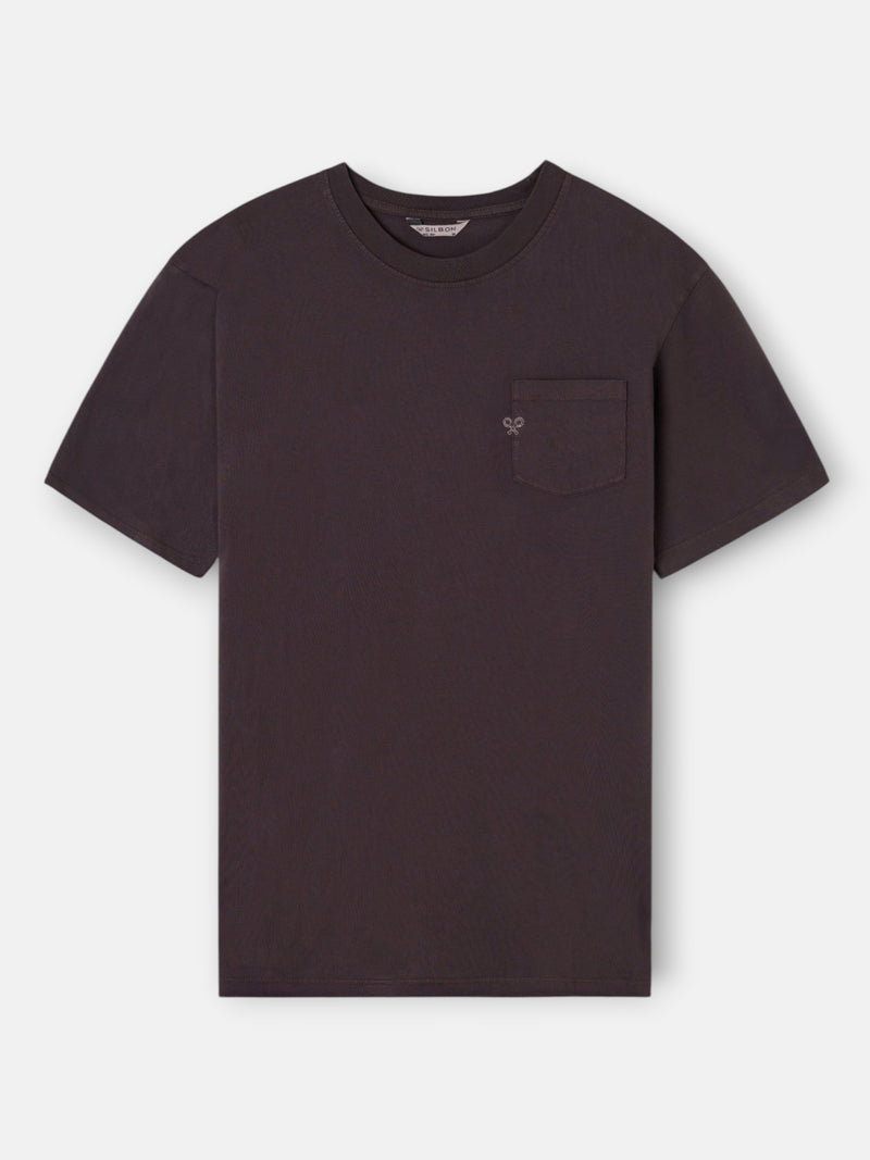 Camiseta bolsillo garment dye marron