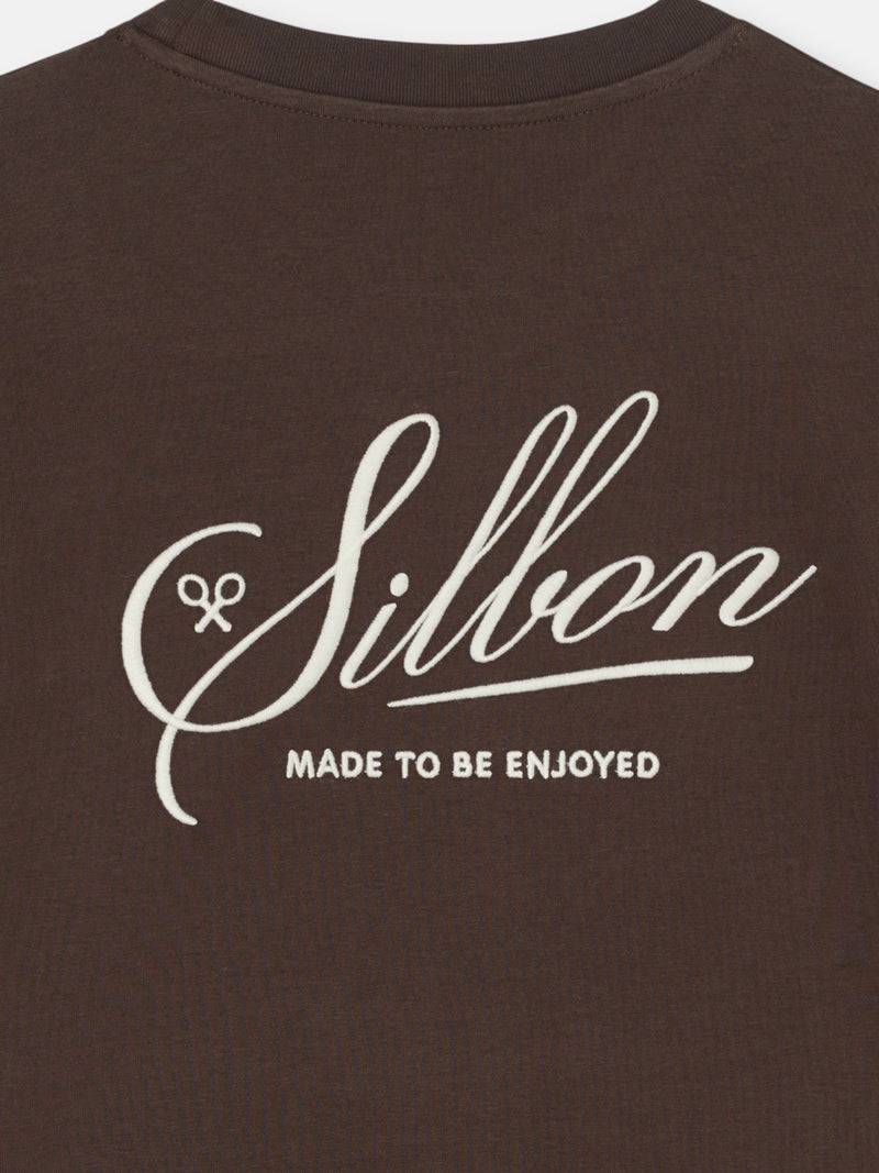 Camiseta silbon bordado marron