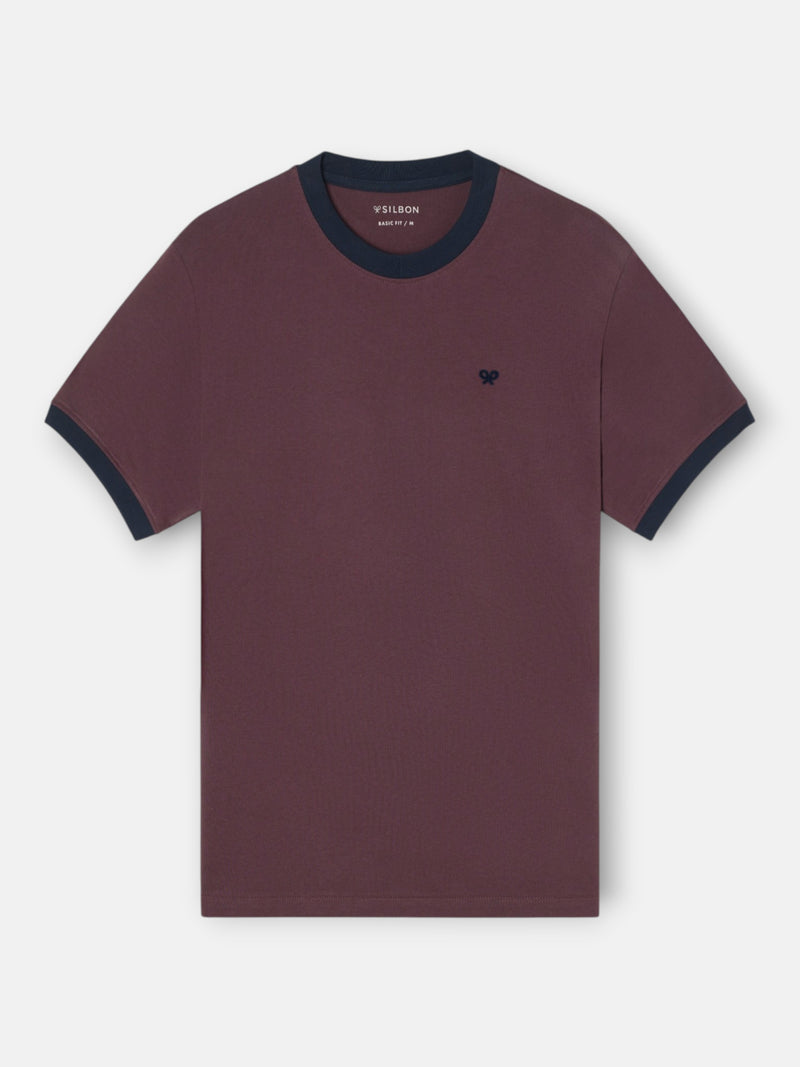 Camiseta ribs contraste rizo burdeos
