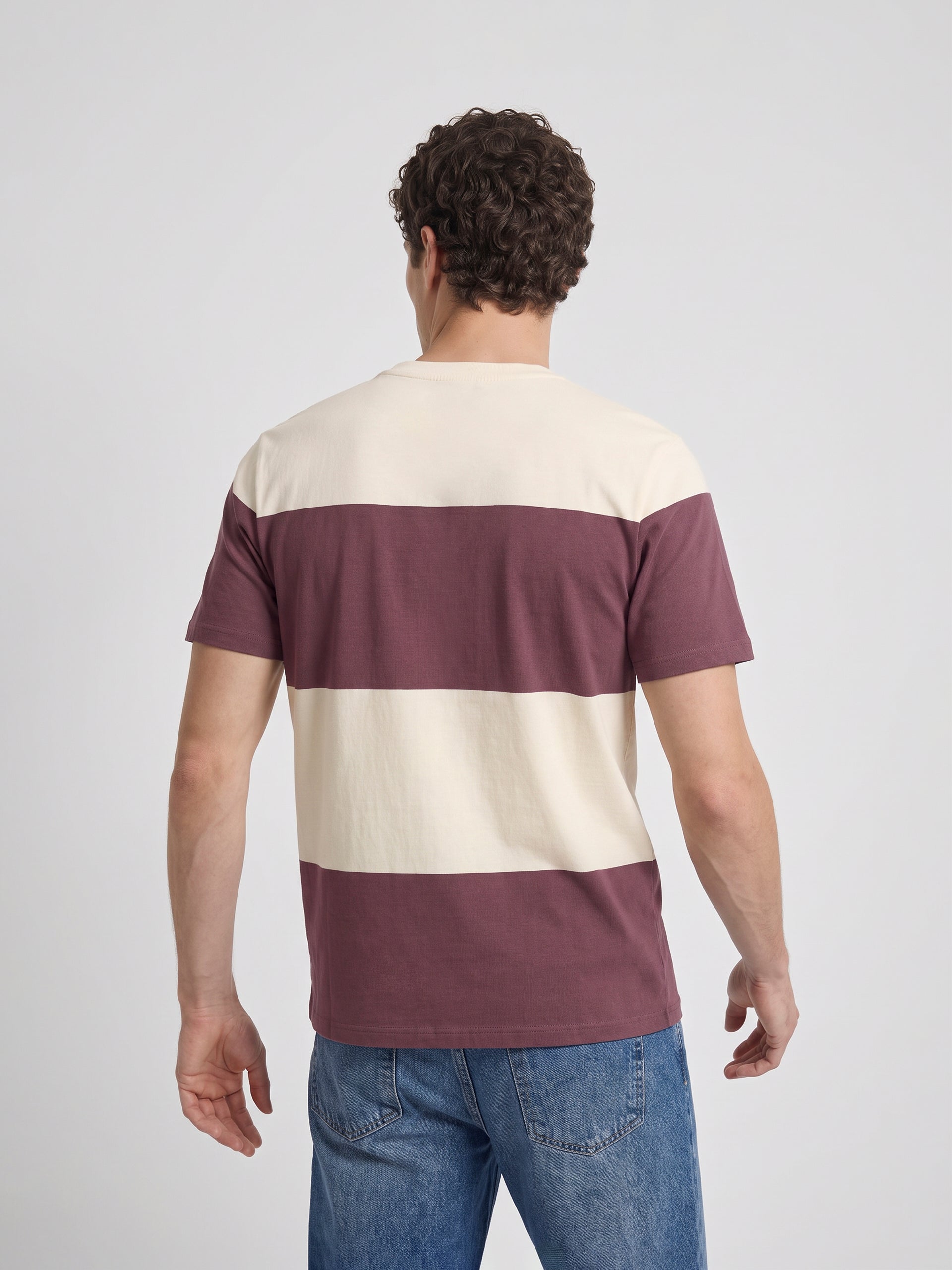 Camiseta raya ancha burdeos