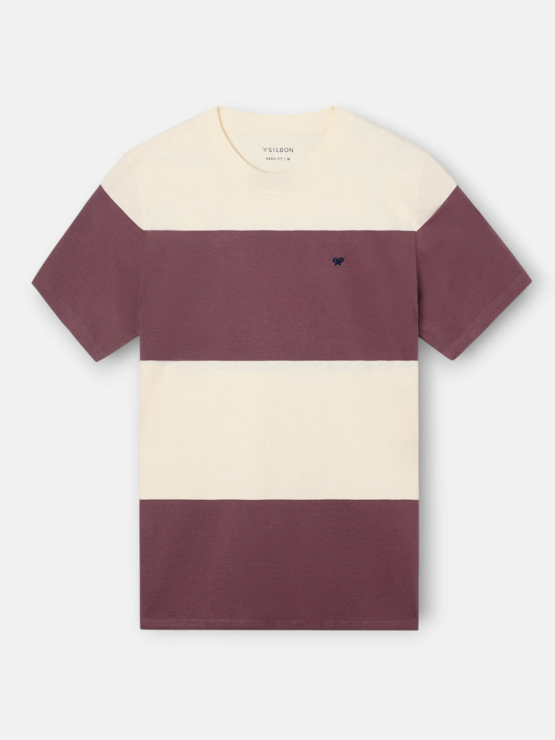 T-shirt à rayures larges bordeaux