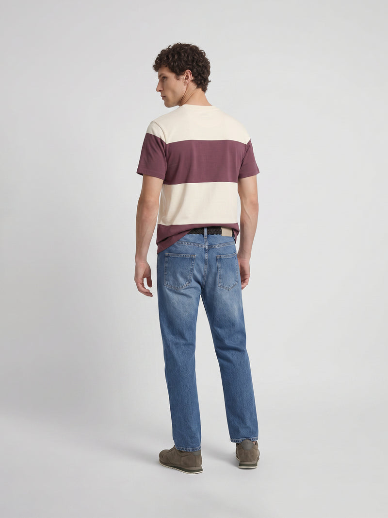 T-shirt à rayures larges bordeaux