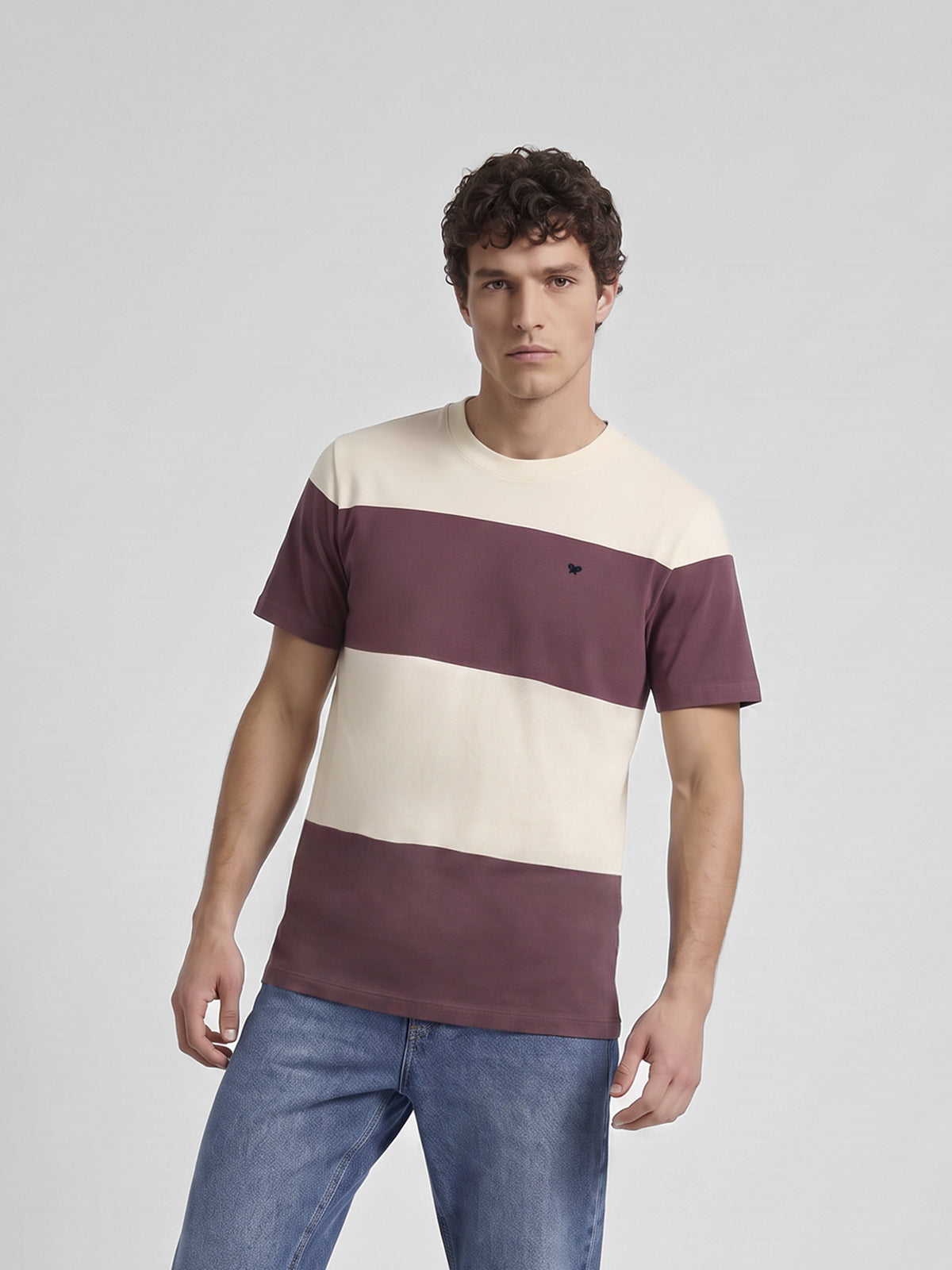 Camisola de risca larga bordô