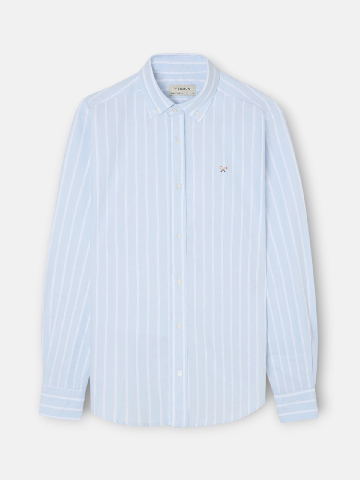Camisa sport oxford raya ancha celeste