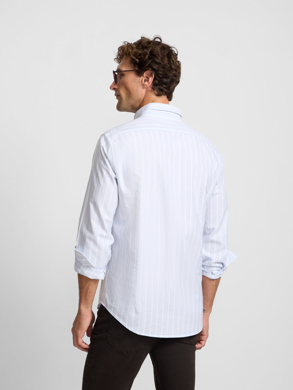 Camisa sport oxford raya ancha celeste