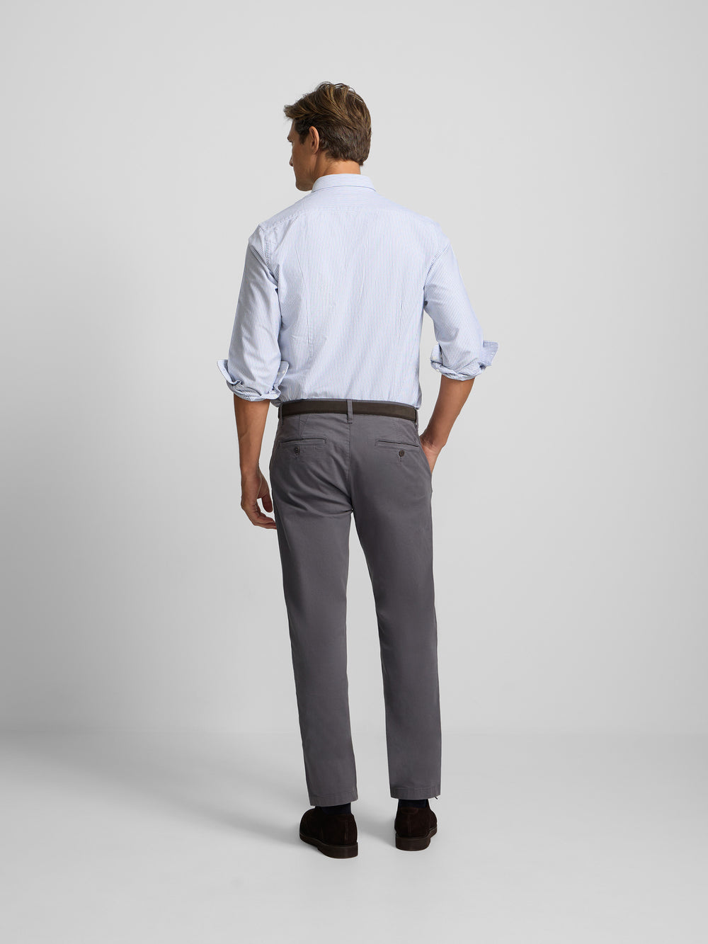 Chemise sport oxford à rayures bleu marine