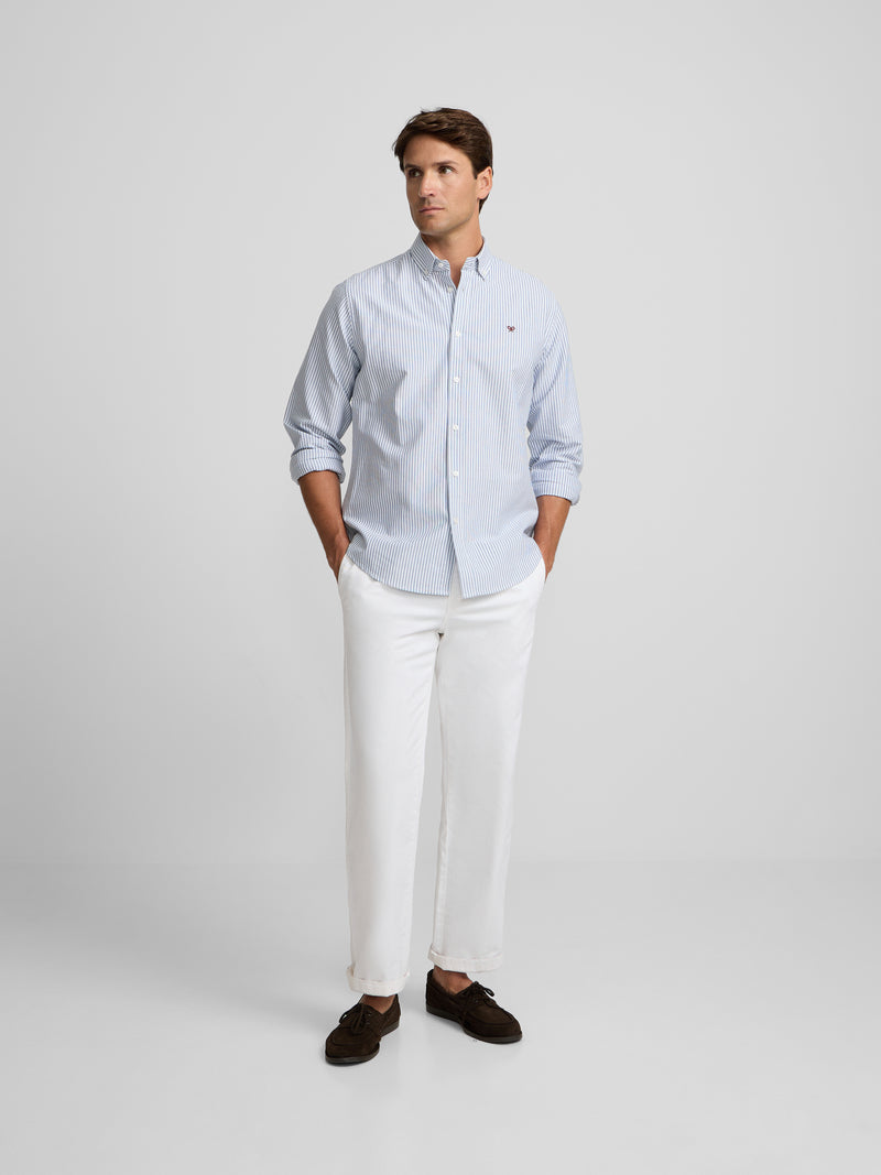 Chemise sport oxford à rayures moyennes bleu marine