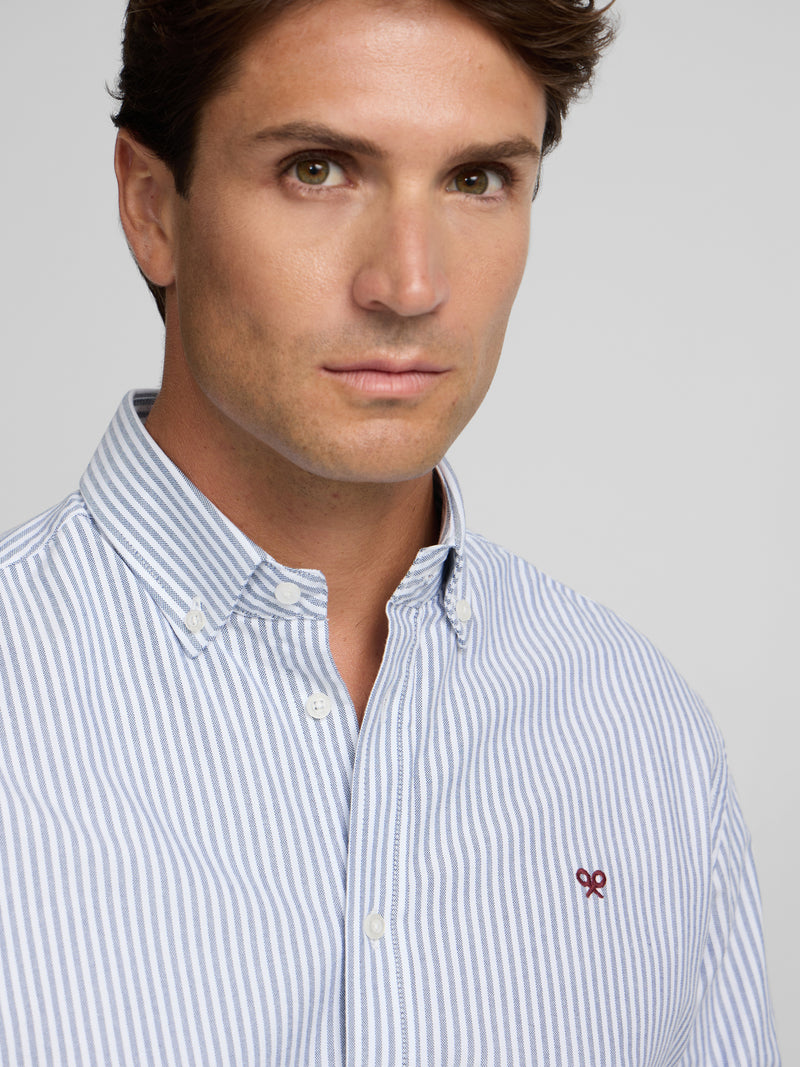 Chemise sport oxford à rayures moyennes bleu marine